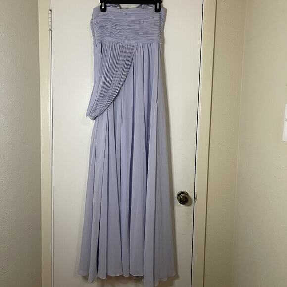 Ted Baker FINELLA One shoulder maxi bridesmaid dress chiffon light blue gown 2 - Picture 10 of 12